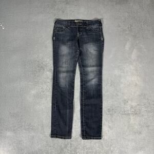 Maurices Dark Wash Skinny Jeans Distressed Faded Denim - Size: M